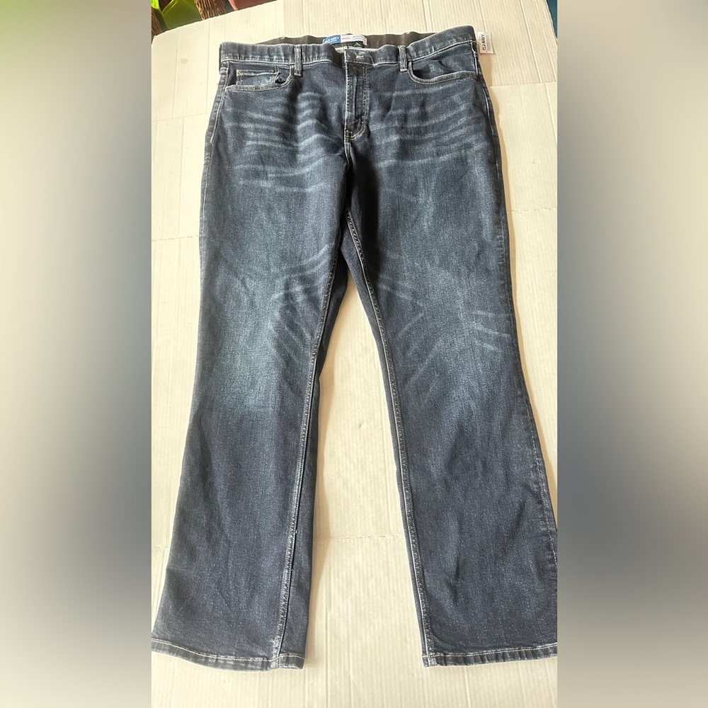Old Navy Jeans Dark Wash Straight Leg Jeans Mens Elastic Waist Size 44x34 NEW